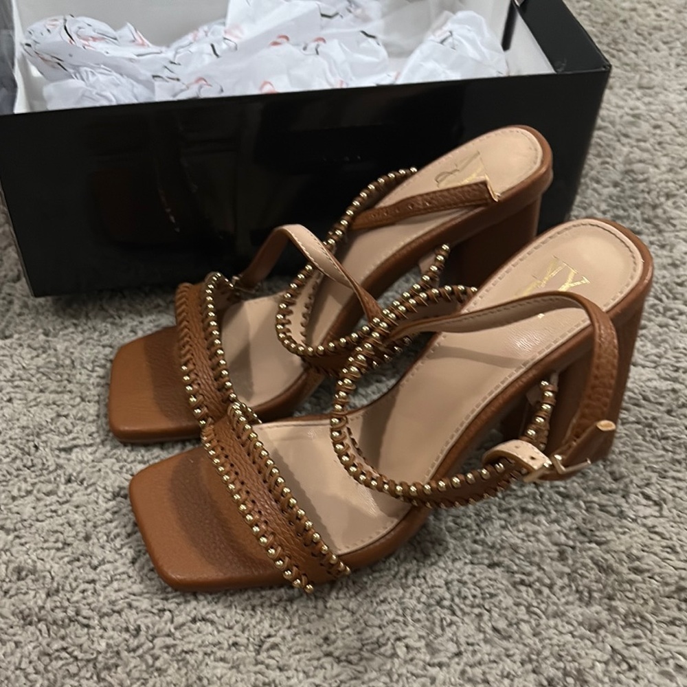 Elegant Brown Beaded Women's Sandals